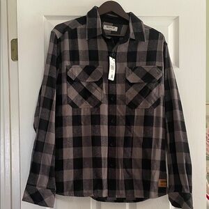 🖤🩶New w/tags Caterpillar Black and Gray Check Button-Up Flannel Shirt🩶🖤